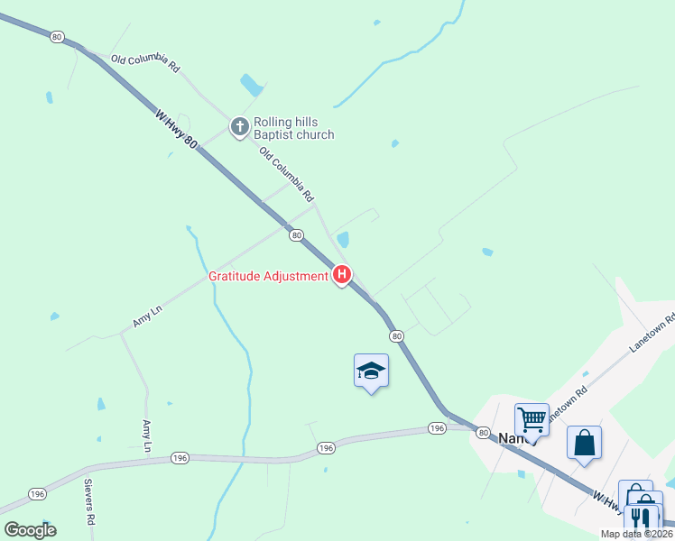 map of restaurants, bars, coffee shops, grocery stores, and more near 424-596 Old Columbia Road in Nancy