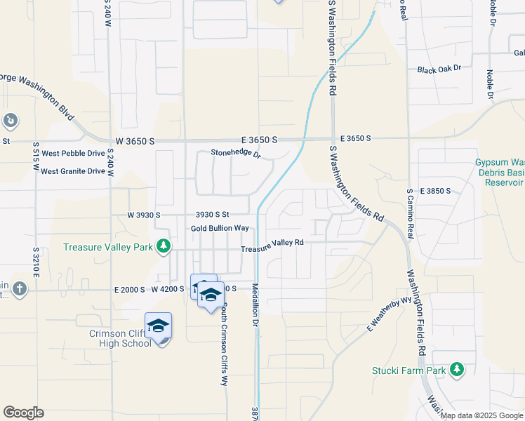 map of restaurants, bars, coffee shops, grocery stores, and more near 3920 South Steeplechase Road in Washington