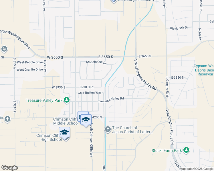 map of restaurants, bars, coffee shops, grocery stores, and more near 3894 South Steeplechase Road in Washington