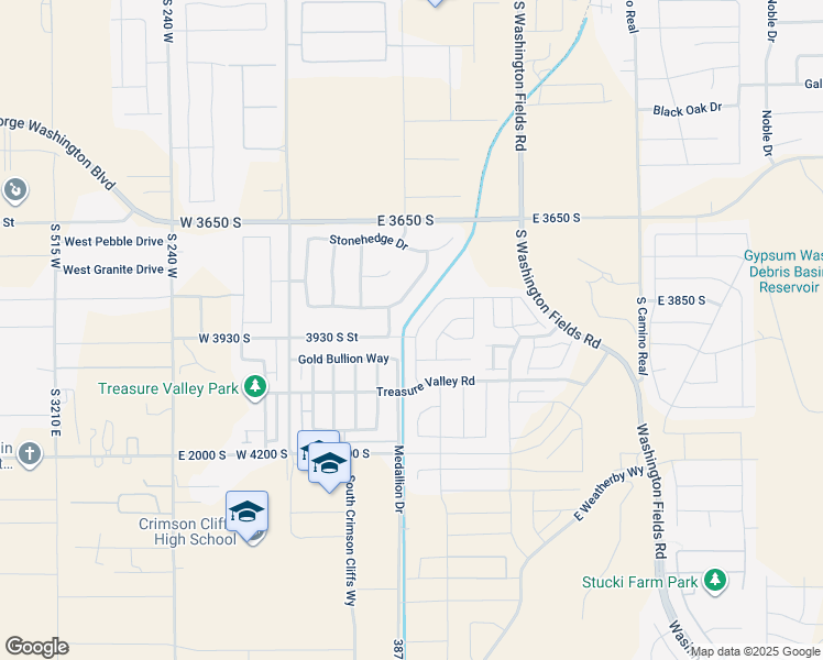 map of restaurants, bars, coffee shops, grocery stores, and more near 3920 South Steeplechase Road in Washington