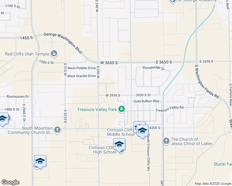 map of restaurants, bars, coffee shops, grocery stores, and more near 3944 South Luxury Lane in Washington