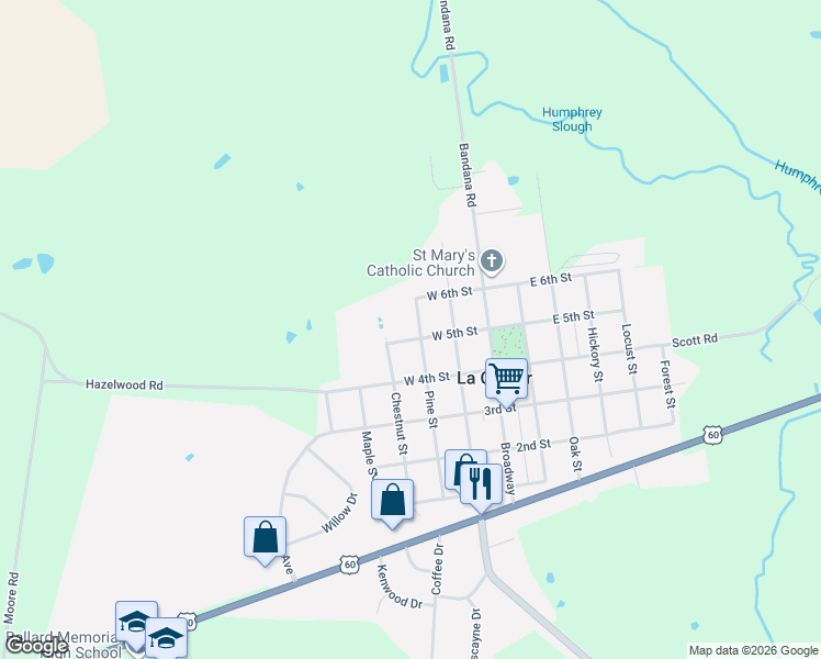 map of restaurants, bars, coffee shops, grocery stores, and more near 501-577 Pine St in La Center