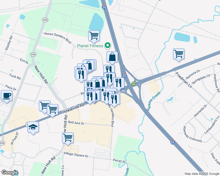 map of restaurants, bars, coffee shops, grocery stores, and more near 5015 Hinkleville Road in Paducah