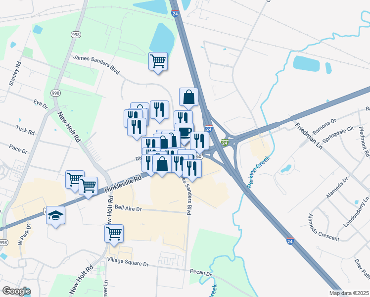 map of restaurants, bars, coffee shops, grocery stores, and more near 5015 Hinkleville Road in Paducah