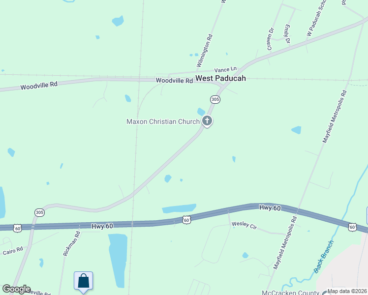 map of restaurants, bars, coffee shops, grocery stores, and more near Cairo Road in West Paducah
