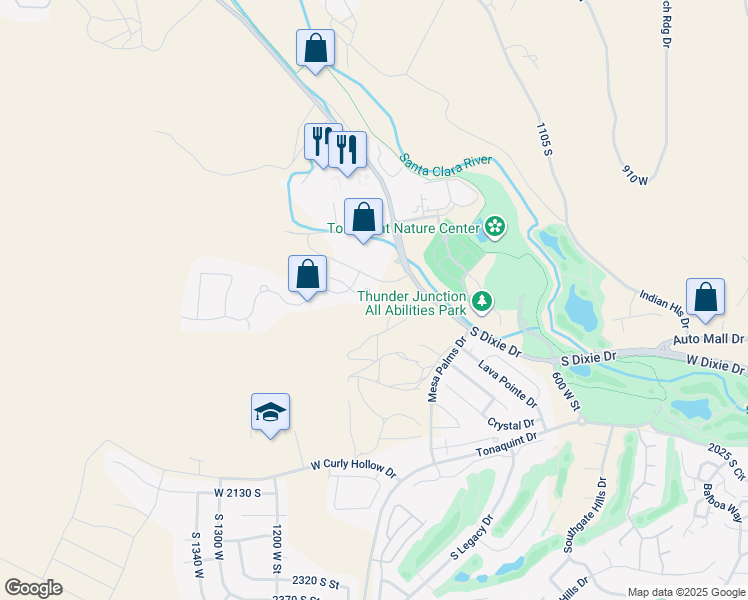 map of restaurants, bars, coffee shops, grocery stores, and more near 1055 Province Way in St. George