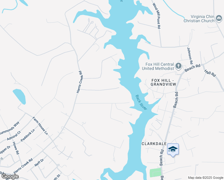 map of restaurants, bars, coffee shops, grocery stores, and more near 23 Bufflehead Cove in Hampton