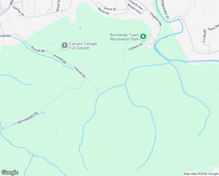 map of restaurants, bars, coffee shops, grocery stores, and more near 75 Purcell Road in Richlands