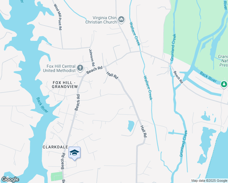 map of restaurants, bars, coffee shops, grocery stores, and more near 35 Willow Road in Hampton