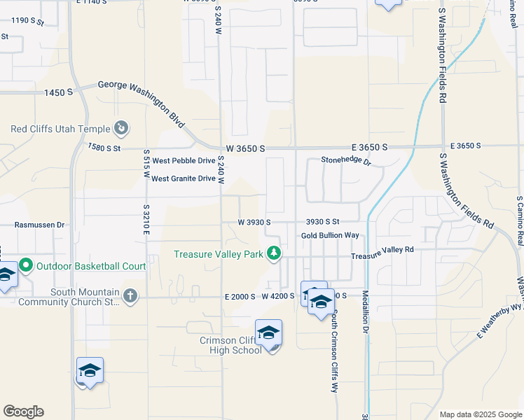 map of restaurants, bars, coffee shops, grocery stores, and more near 3882 South Kennedy Ln in Washington