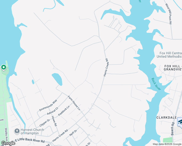 map of restaurants, bars, coffee shops, grocery stores, and more near 26 Riding Path in Hampton