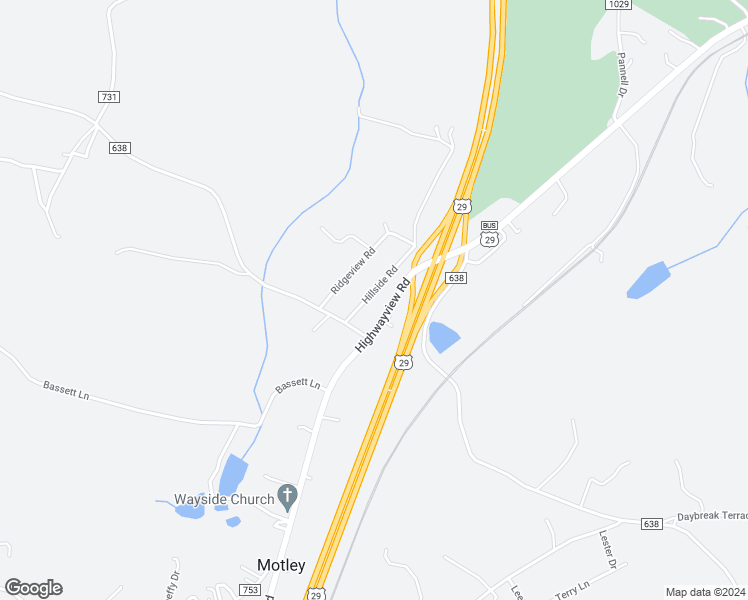 map of restaurants, bars, coffee shops, grocery stores, and more near 108 Hillside Road in Hurt