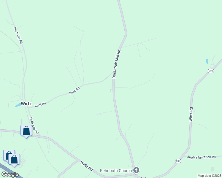 map of restaurants, bars, coffee shops, grocery stores, and more near 2311 Bonbrook Mill Road in Wirtz