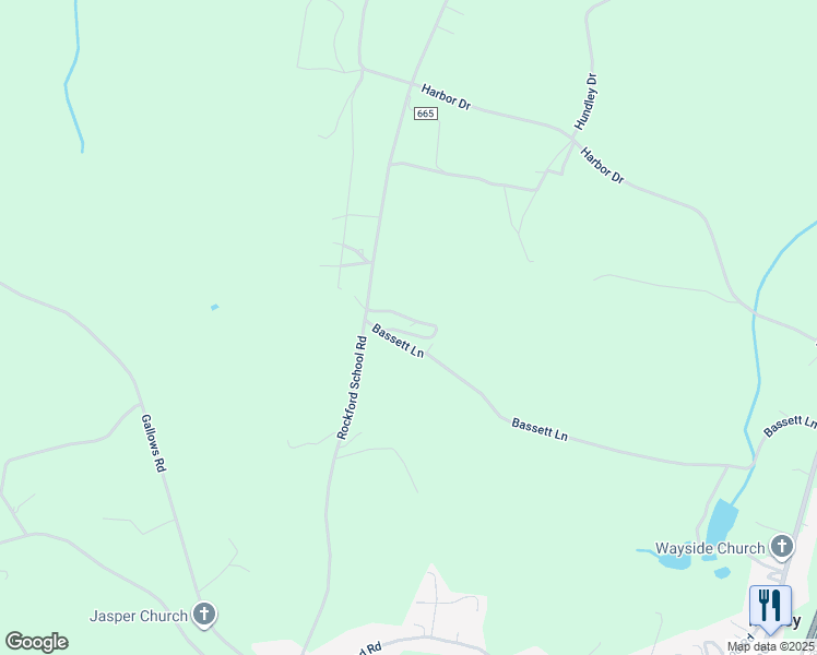 map of restaurants, bars, coffee shops, grocery stores, and more near 13980 Rockford School Road in Hurt