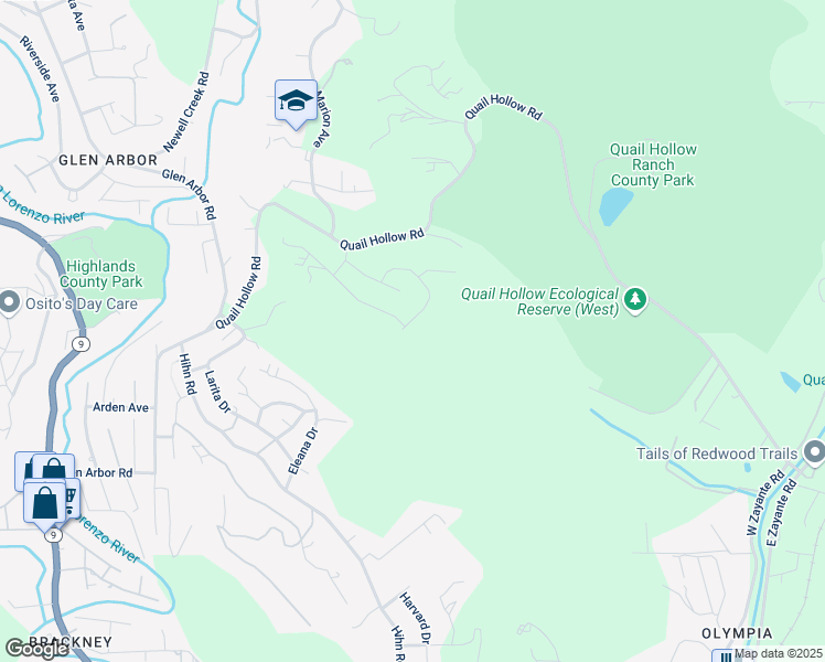 map of restaurants, bars, coffee shops, grocery stores, and more near 407 Webster Drive in Ben Lomond