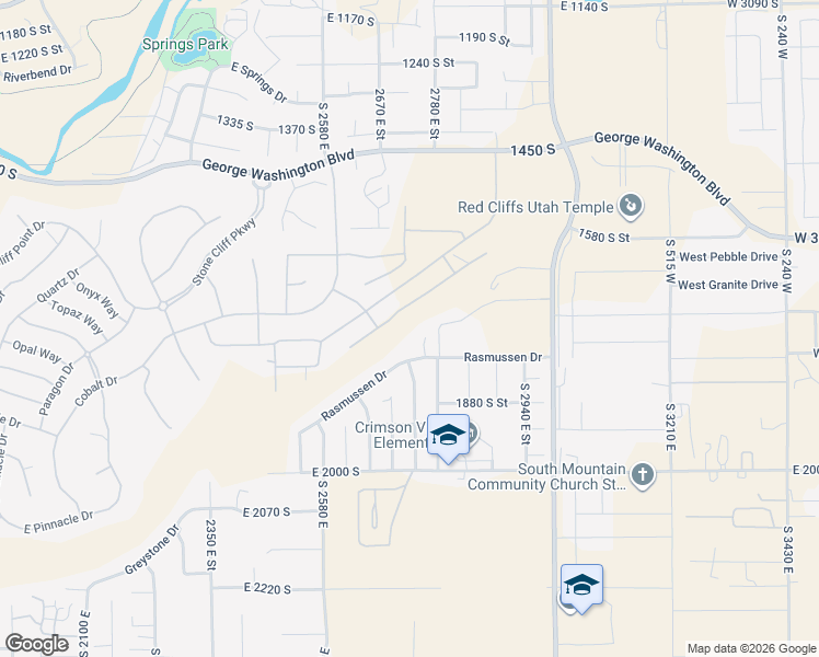 map of restaurants, bars, coffee shops, grocery stores, and more near 1752 2760 South in St. George