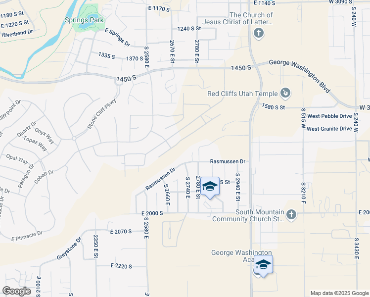 map of restaurants, bars, coffee shops, grocery stores, and more near 1752 South 2760 East in St. George