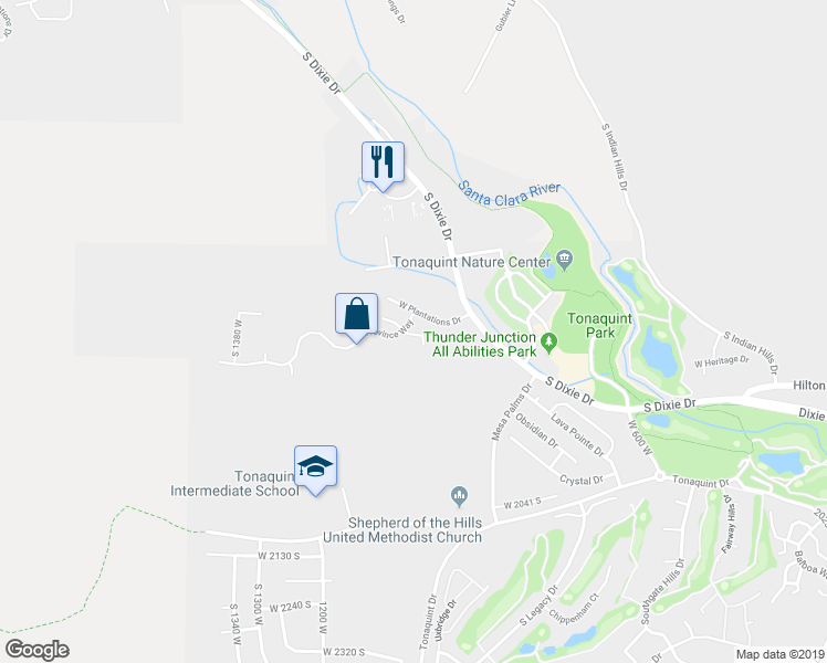 map of restaurants, bars, coffee shops, grocery stores, and more near in St. George