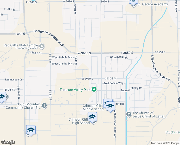 map of restaurants, bars, coffee shops, grocery stores, and more near 3944 South Luxury Lane in Washington