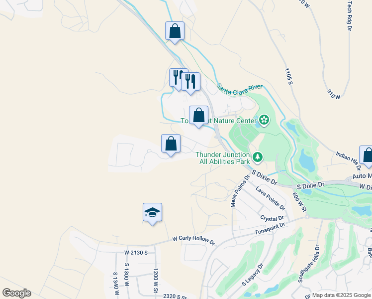 map of restaurants, bars, coffee shops, grocery stores, and more near in St. George