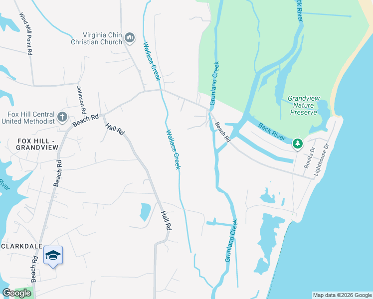 map of restaurants, bars, coffee shops, grocery stores, and more near 950 Beach Road in Hampton