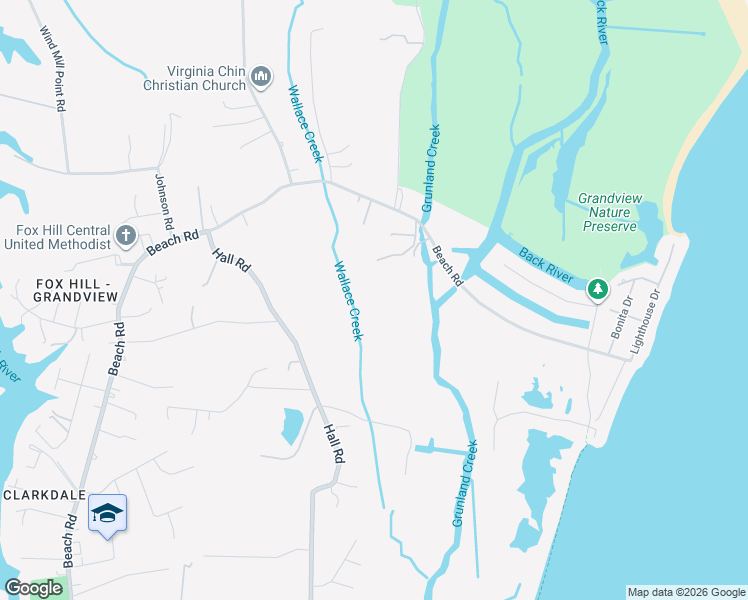 map of restaurants, bars, coffee shops, grocery stores, and more near 950 Beach Road in Hampton
