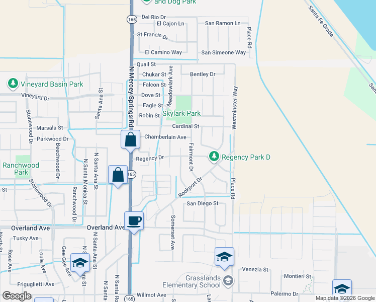 map of restaurants, bars, coffee shops, grocery stores, and more near 530 Fairmont Drive in Los Banos