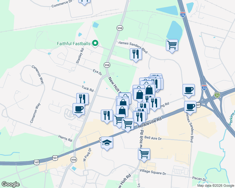 map of restaurants, bars, coffee shops, grocery stores, and more near 3231 Fairlane Avenue in Paducah