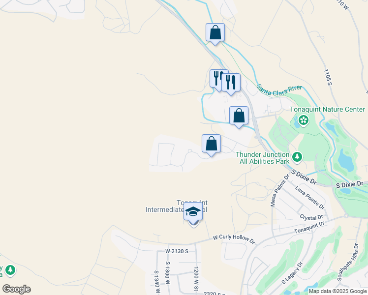 map of restaurants, bars, coffee shops, grocery stores, and more near 1226 Province Way in St. George
