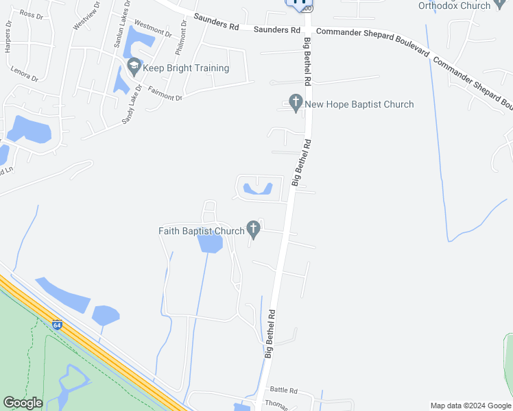 map of restaurants, bars, coffee shops, grocery stores, and more near 15 Tupelo Circle in Hampton
