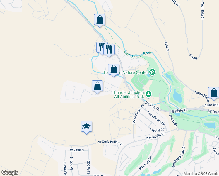 map of restaurants, bars, coffee shops, grocery stores, and more near in St. George
