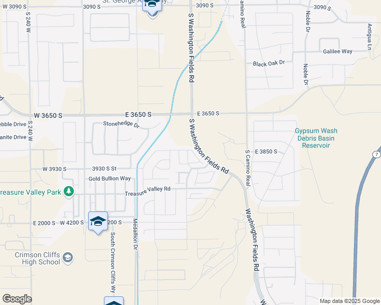 map of restaurants, bars, coffee shops, grocery stores, and more near South Washington Fields Road in Washington