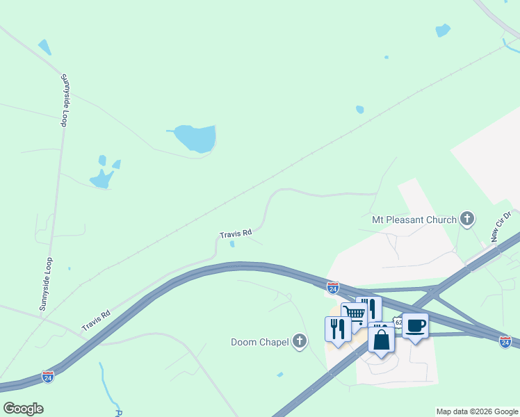 map of restaurants, bars, coffee shops, grocery stores, and more near Travis Road in Kuttawa