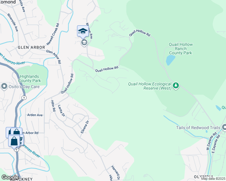 map of restaurants, bars, coffee shops, grocery stores, and more near 420 Noteware Drive in Ben Lomond