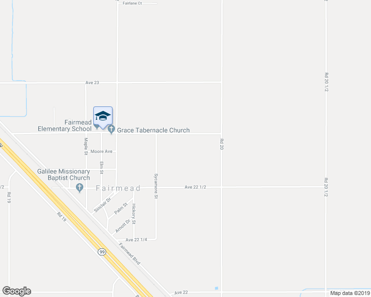 map of restaurants, bars, coffee shops, grocery stores, and more near 19764 Avenue 22 3/4 in Chowchilla