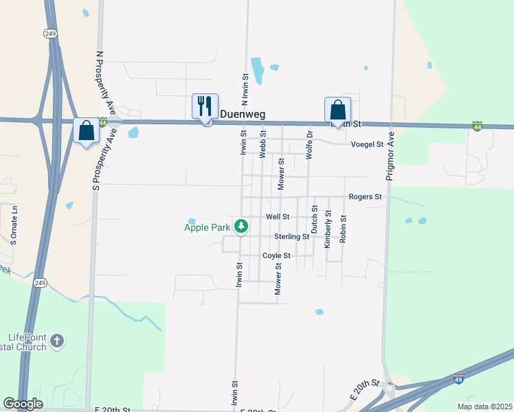 map of restaurants, bars, coffee shops, grocery stores, and more near 508 Webb Street in Joplin