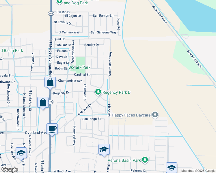 map of restaurants, bars, coffee shops, grocery stores, and more near 1542 Rockport Drive in Los Banos