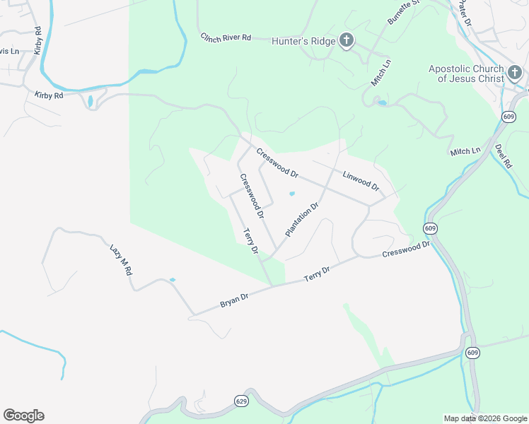 map of restaurants, bars, coffee shops, grocery stores, and more near 745-755 Cresswood Drive in Richlands