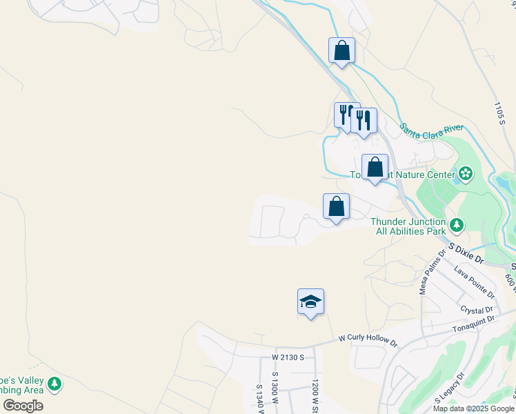 map of restaurants, bars, coffee shops, grocery stores, and more near 1696 South 1380 West in St. George