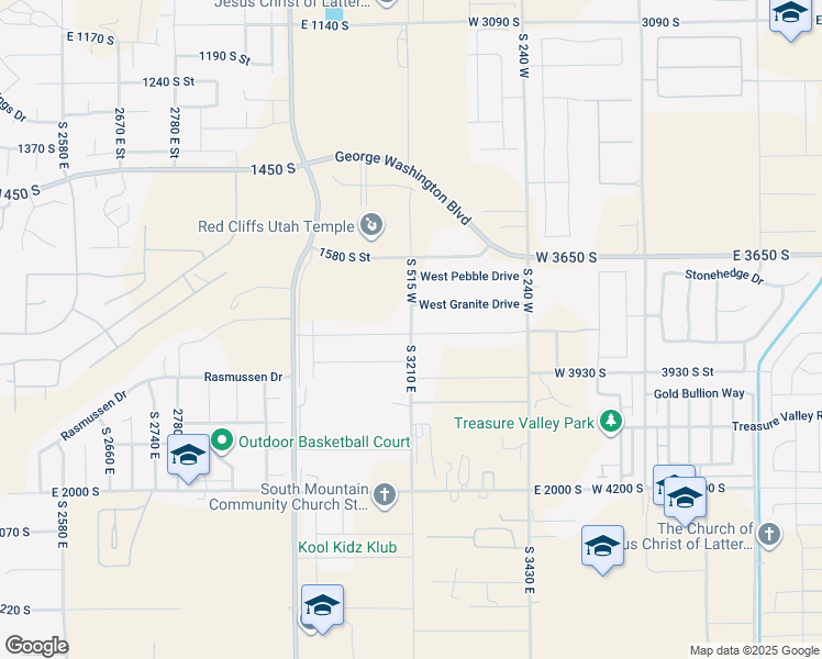 map of restaurants, bars, coffee shops, grocery stores, and more near South 515 West in St. George