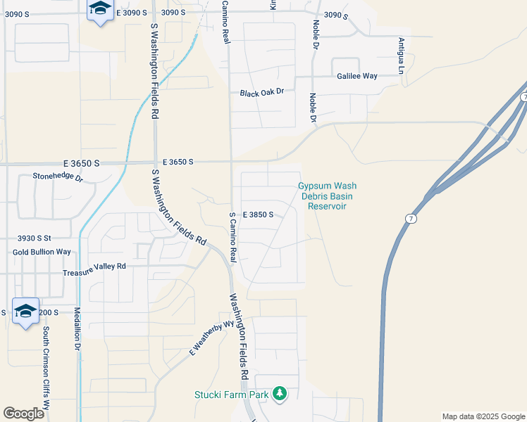 map of restaurants, bars, coffee shops, grocery stores, and more near 973 East 3850 South in Washington