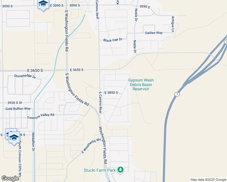 map of restaurants, bars, coffee shops, grocery stores, and more near 973 East 3850 South in Washington
