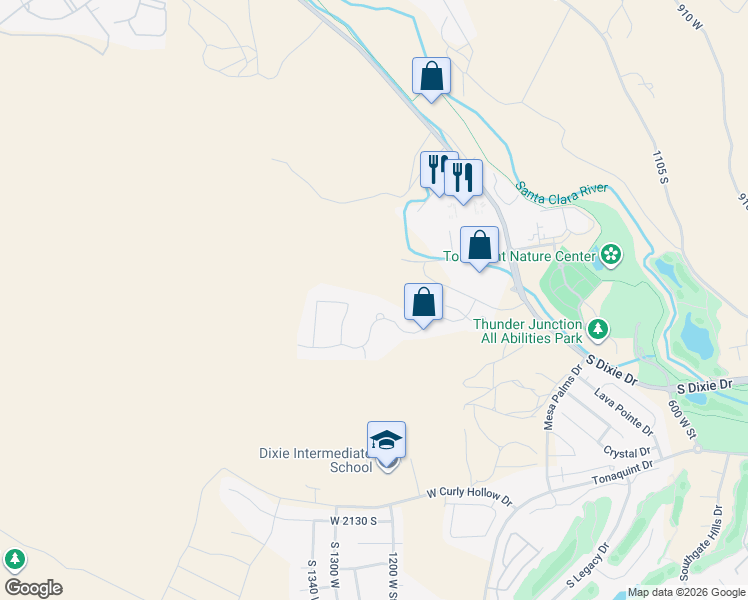 map of restaurants, bars, coffee shops, grocery stores, and more near 1218 Province Way in St. George