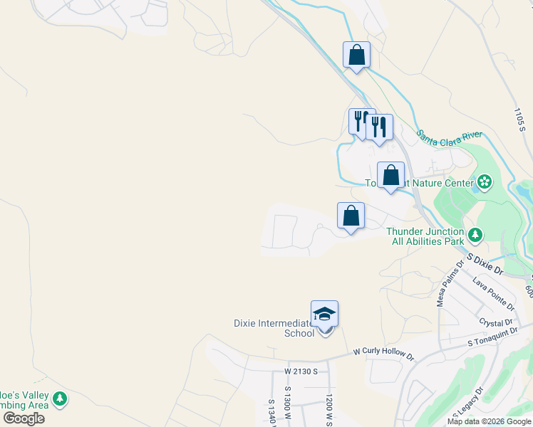 map of restaurants, bars, coffee shops, grocery stores, and more near 1696 South 1380 West in St. George