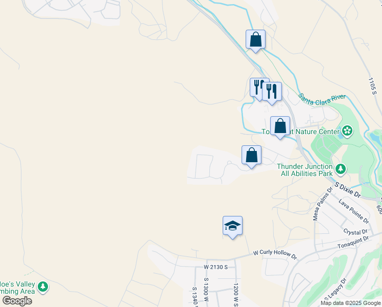 map of restaurants, bars, coffee shops, grocery stores, and more near 1696 South 1380 West in St. George
