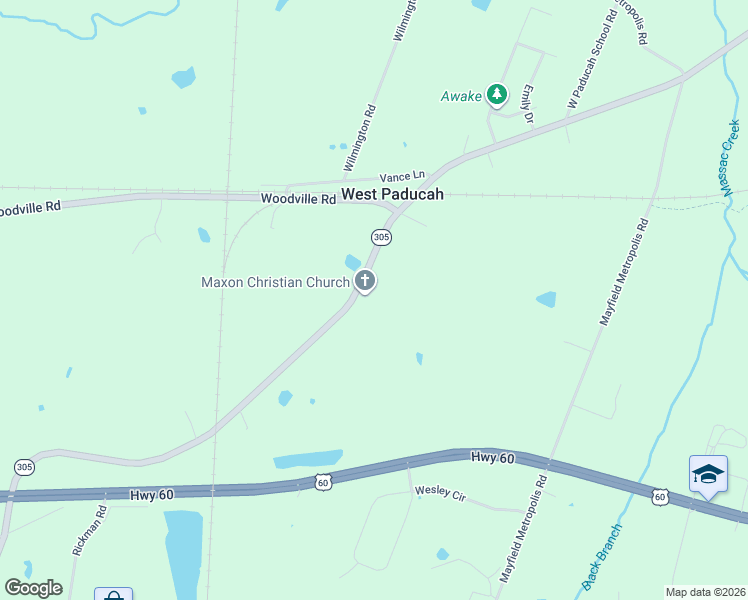 map of restaurants, bars, coffee shops, grocery stores, and more near 7900 Old Cario Road in West Paducah