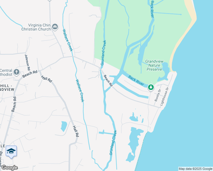 map of restaurants, bars, coffee shops, grocery stores, and more near 1011 Beach Road in Hampton