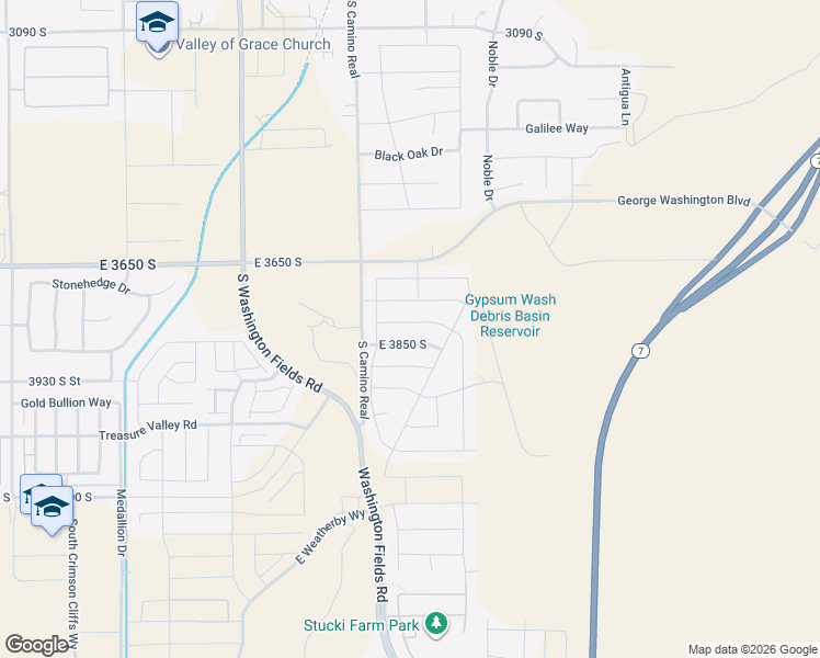 map of restaurants, bars, coffee shops, grocery stores, and more near 970 E 3800 S in Washington