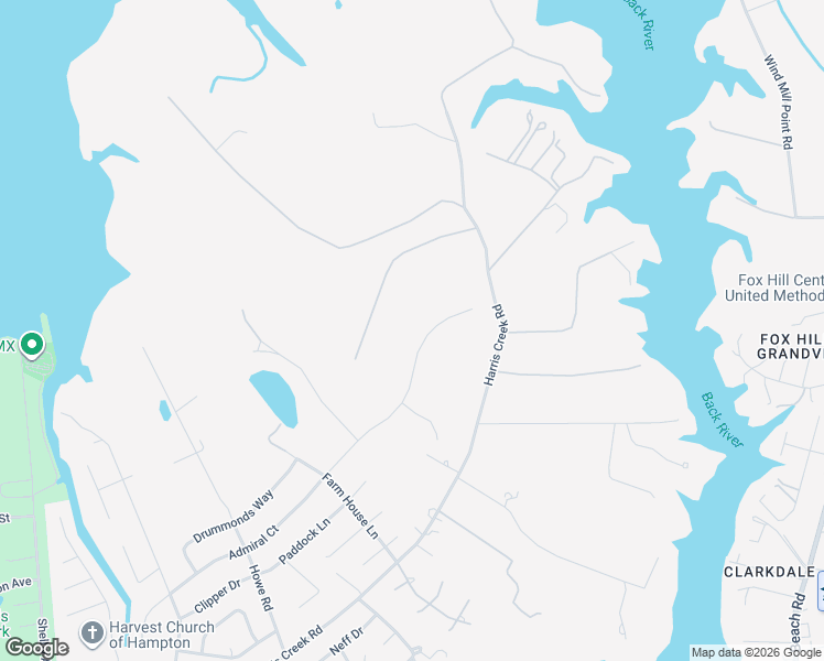 map of restaurants, bars, coffee shops, grocery stores, and more near 25 Riding Path in Hampton