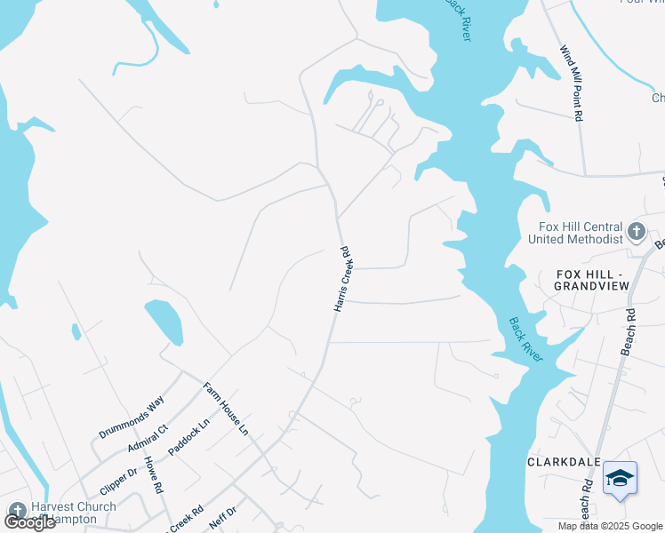map of restaurants, bars, coffee shops, grocery stores, and more near 34 Riding Path in Hampton